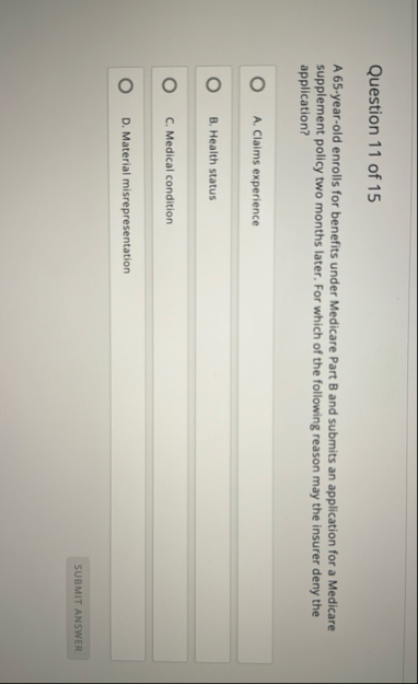 Question 1 1 of 1 5 A 6 5 - year - old enrolls