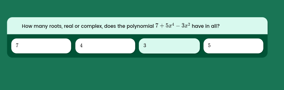 code class = "asciimath" > How many roots, real