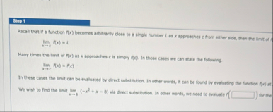Stiep 1 Recall that if a function f ( x ) becomes