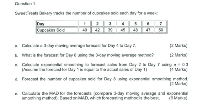 Question 1 SweetTreats Bakery tracks the number