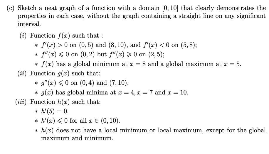 ( c ) Sketch a neat graph o f a function with a