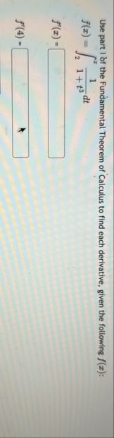 Use part I bf the Fundamental Theorem of Calculus