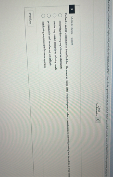 2 2 : 0 5 Time Remaining 9 Multiple Choice 1