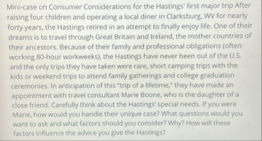 Mini - case on Consumer Considerations for the