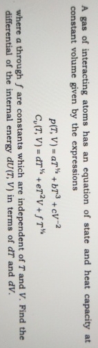 A gas of interacting atoms has an equation of
