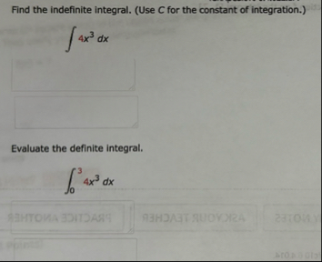Find the indefinite integral. ( Use C for the