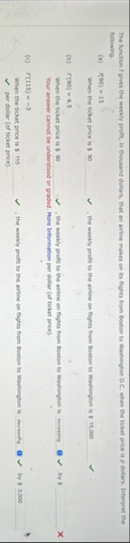 The function r pives the weekly profit, in