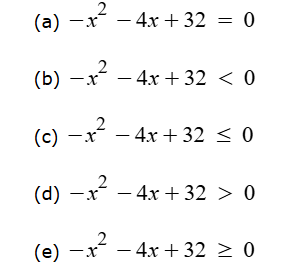 intervul notation ( b ) - x 2 - 4 x + 3 2 < 0 ( c