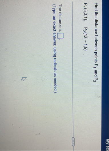 Find the distance between points P 1 and P 2 . P