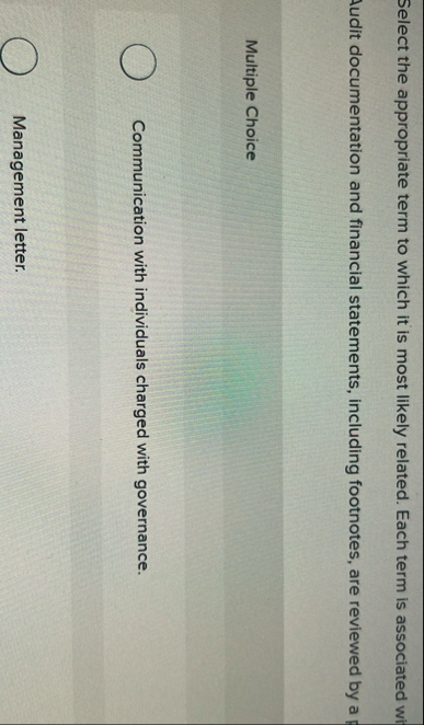 Select the appropriate term to which it is most