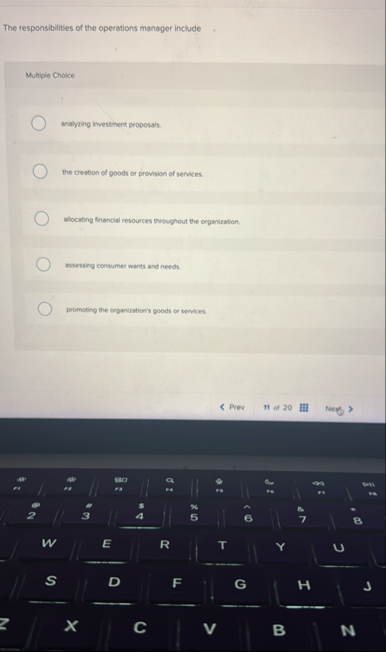 The responsibilities of the operations manager