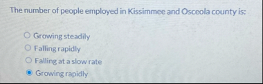 The number of people employed in Kissimmee and