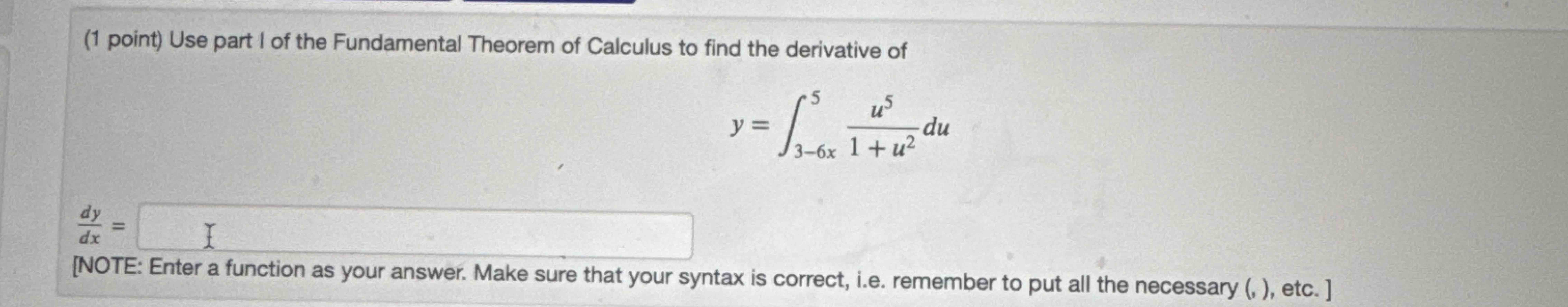 ( 1 point ) Use part I o f the Fundamental