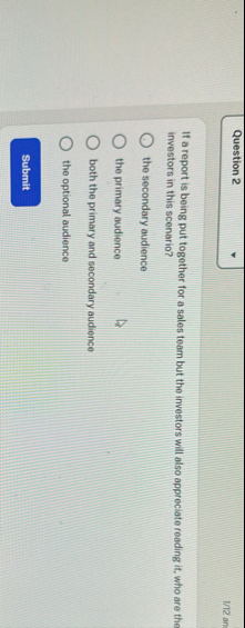 Question 2 1 / 1 2 an If a report is being put