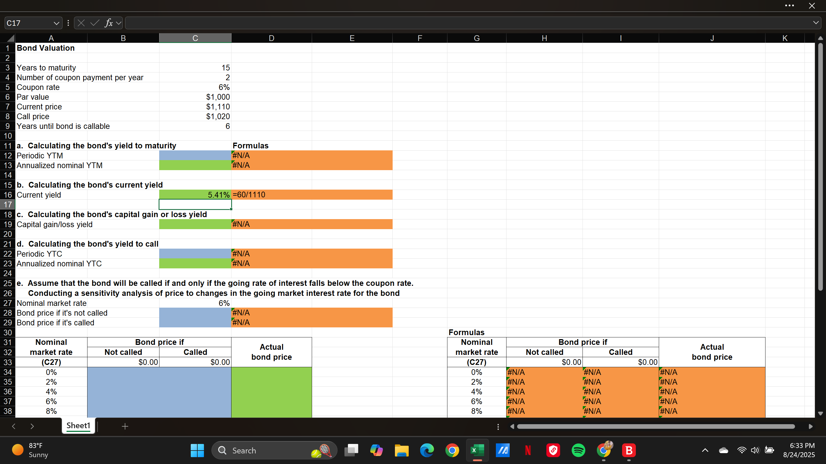 Excel Activity: Bond Valuation Start with the