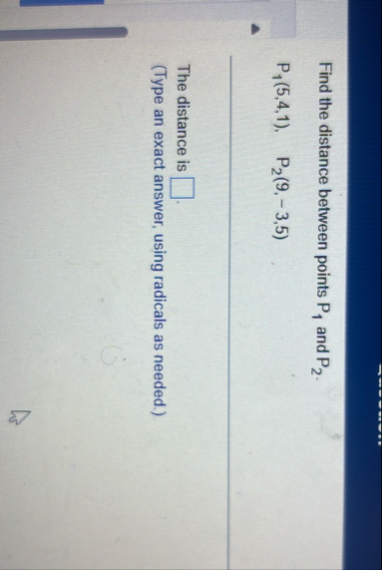 Find the distance between points P 1 and P 2 . P