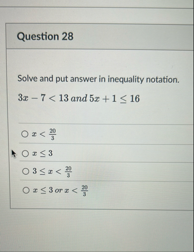Question 2 8 Solve and put answer in inequality