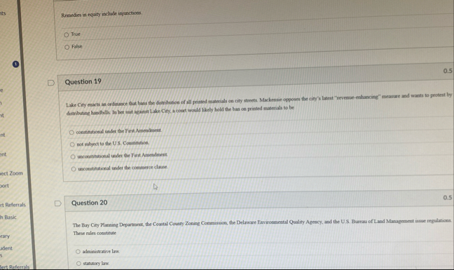 Remedies in equity include injunctions. True