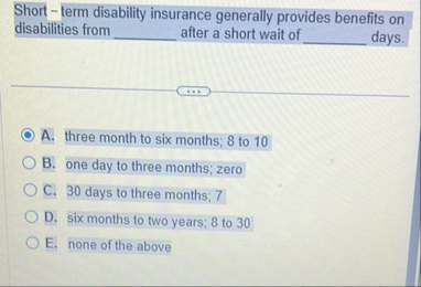 Short - term disability insurance generally