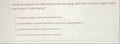 Article: According to the HBR article on