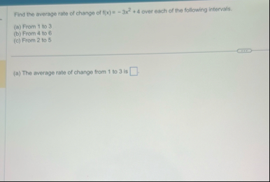 Find the average rate of change of f ( x ) = - 3