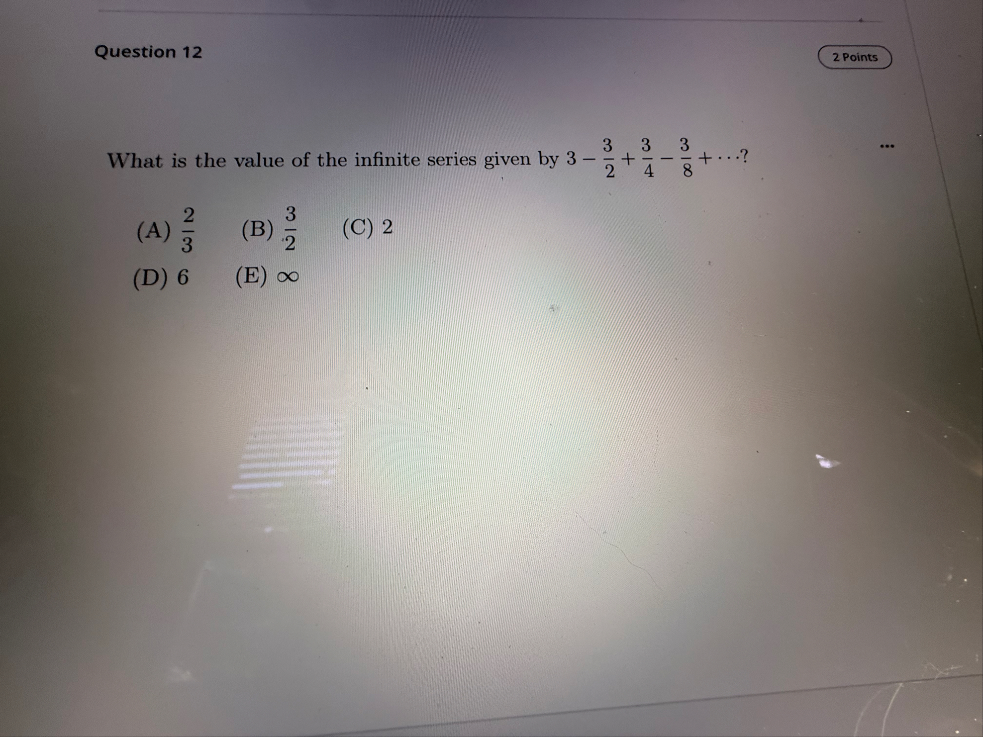 Question 1 2 2 Points What is the value of the