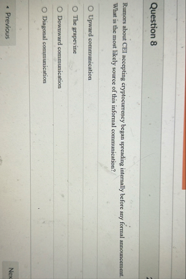 Question 8 Rumors about CEI accepting