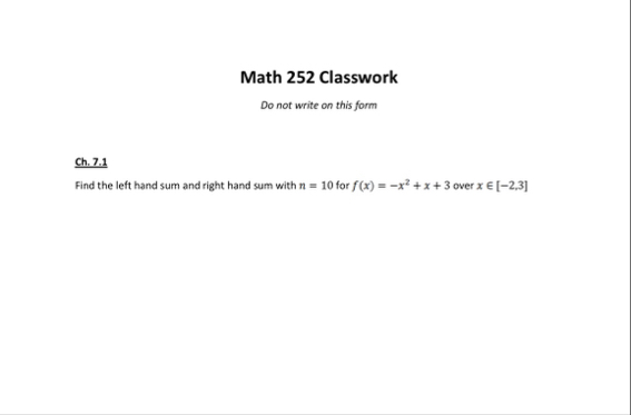 Math 2 5 2 Classwork Do not write on this form Ch