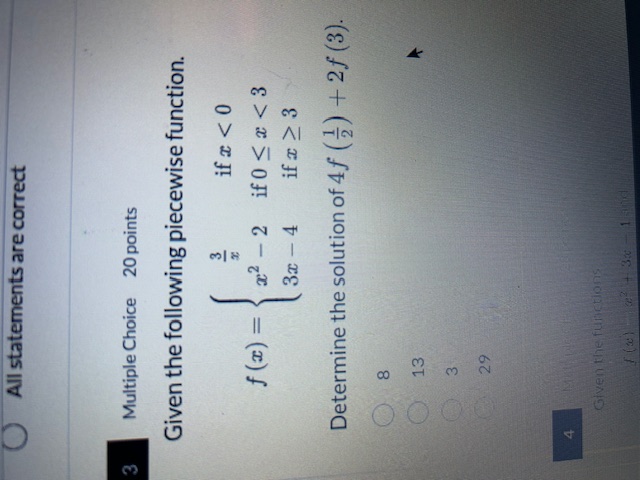 Given the following piecewise function. f ( x ) =