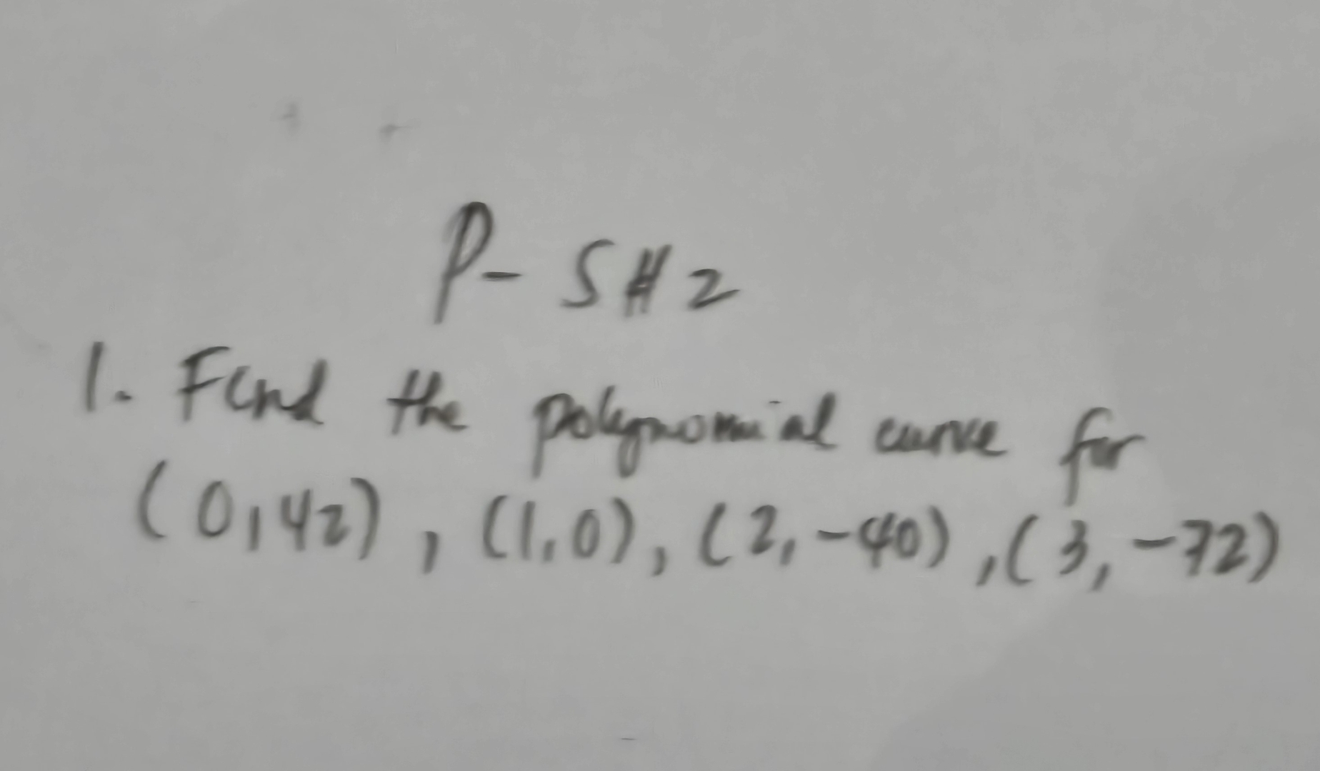 find the polynomial curve for ( 0 , 4 2 ) , ( 1 ,