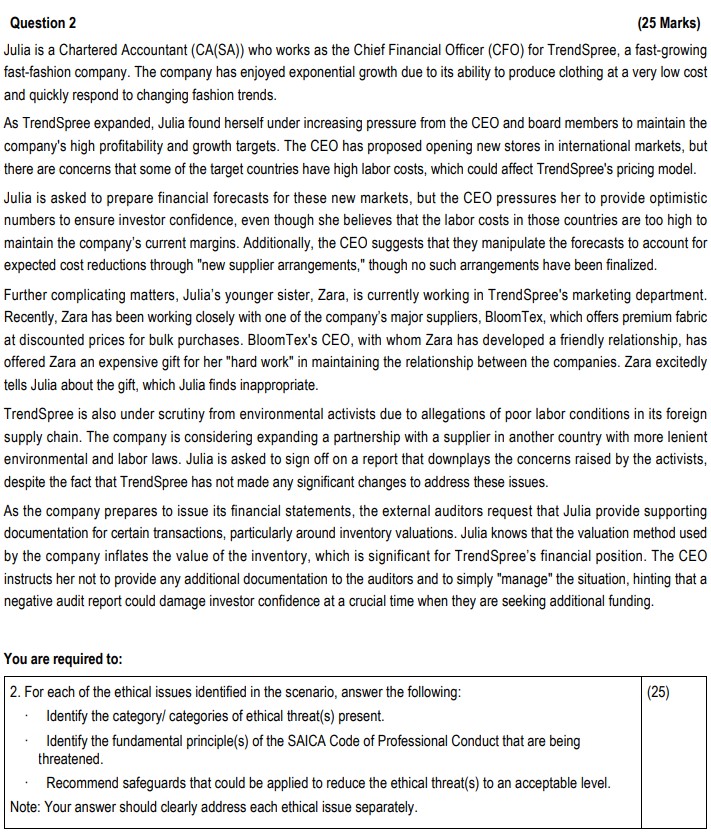 Question 2 ( 2 5 Marks Julia is a Chartered