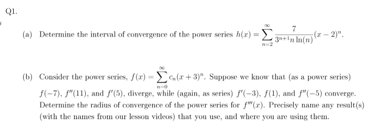 Q 1 . ( a ) Determine the interval o f