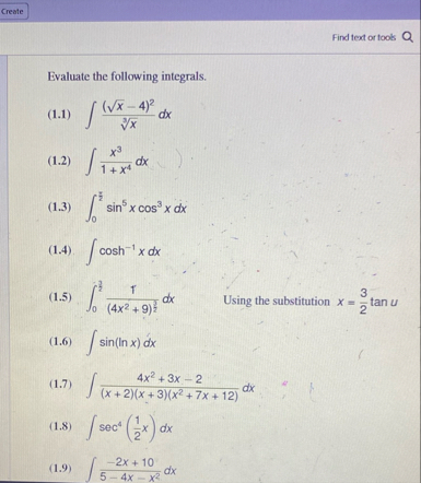 Find text or took Evaluate the following