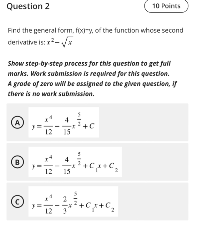 Question 2 Find the general form, f ( x ) = y ,