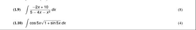 ( 1 . 9 ) - 2 x 1 0 5 - 4 x - x 2 d x ( 1 . 1 0 )