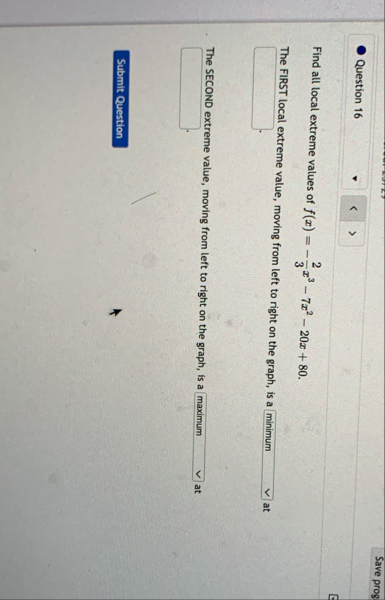 Save prog Question 1 6 Find all local extreme