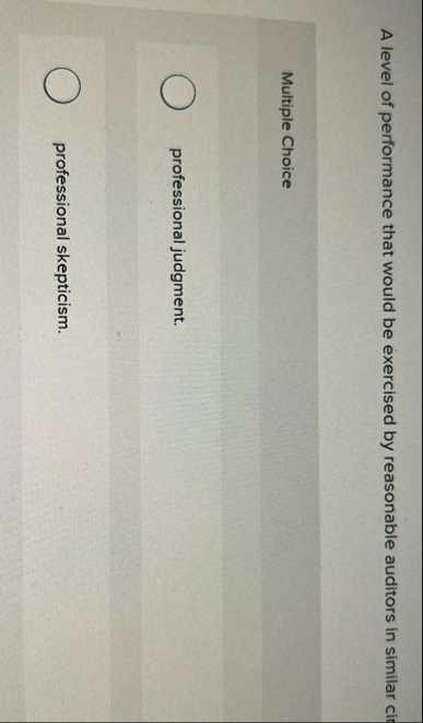 A level of performance that would be exercised by