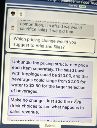 Four Ps: 1 0 0 % competition. I ' m afraid we