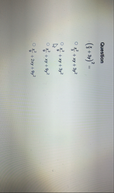 Question ( x 3 3 y ) 2 = x 2 3 x y 3 y 2 x 2 9 x