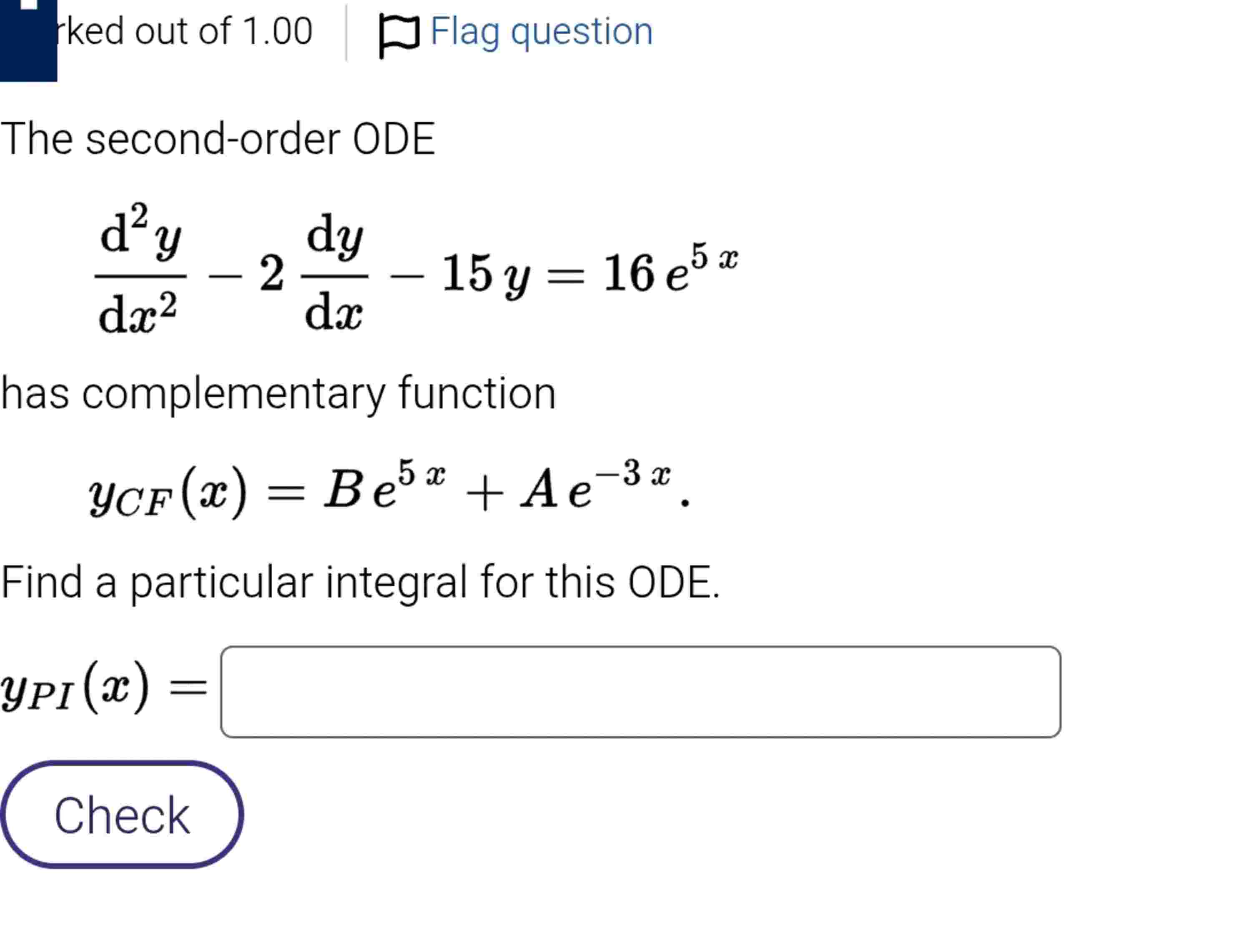 The second - order ODE d 2 y ( d ) x 2 - 2 ( d )