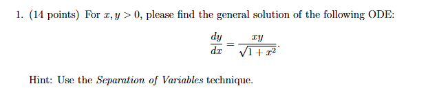 ( 1 4 points ) For x , y > 0 , please find the