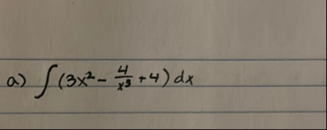 a ) ( 3 x 2 - 4 x 3 4 ) d x