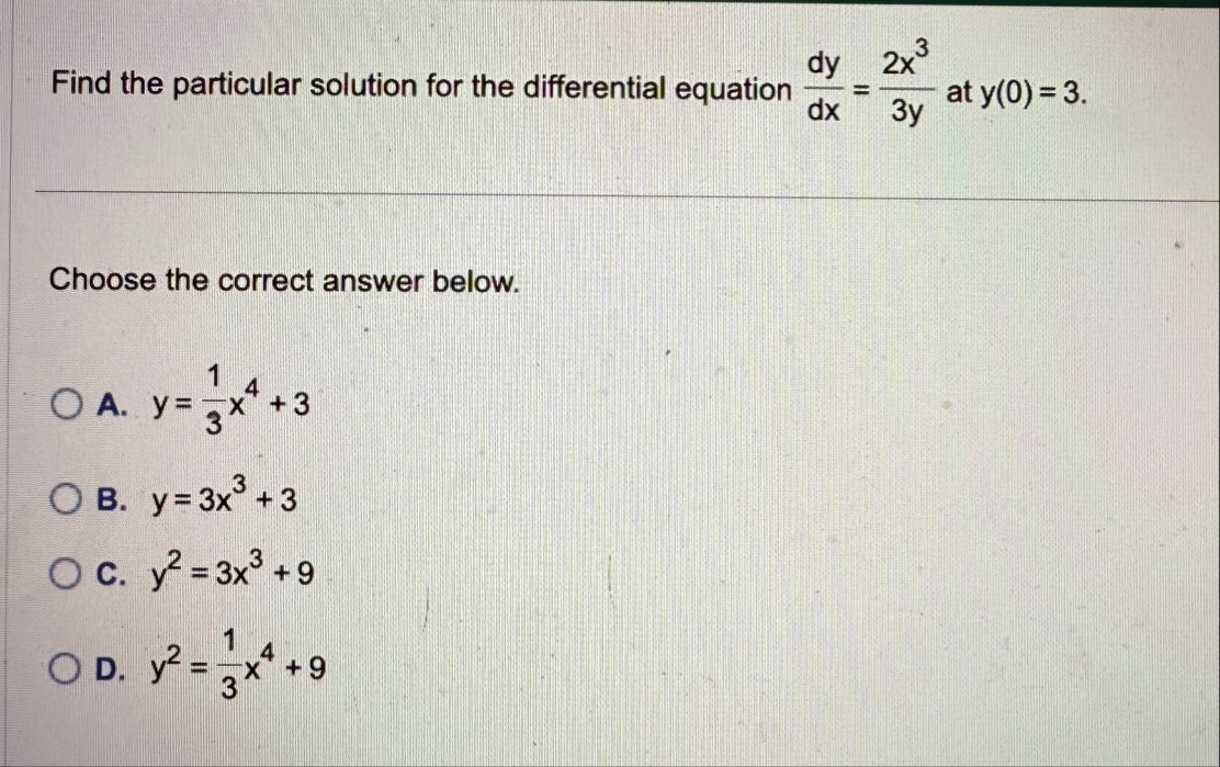 Find the particular solution for the differential