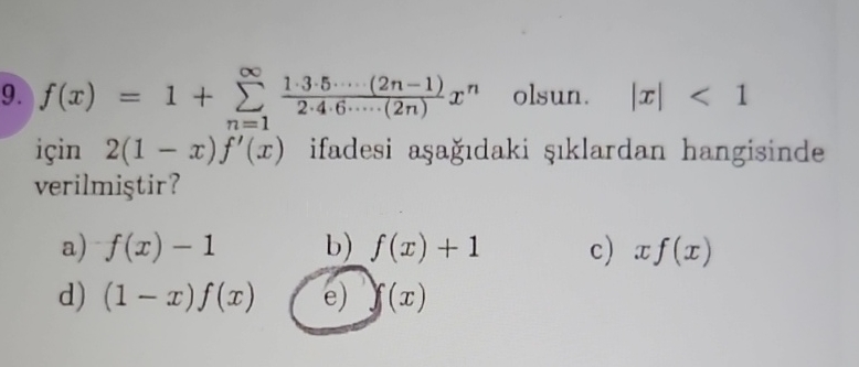 f ( x ) = 1 + n = 1 1 * 3 * 5 c d o t s ( 2 n - 1