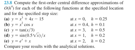 2 3 . 8 Compute the first - order central