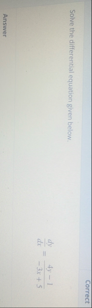 Correct Solve the differential equation given