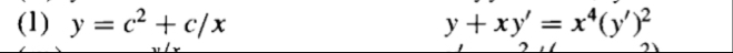 y = c 2 + c x y + x y ' = x 4 ( y ' ) 2