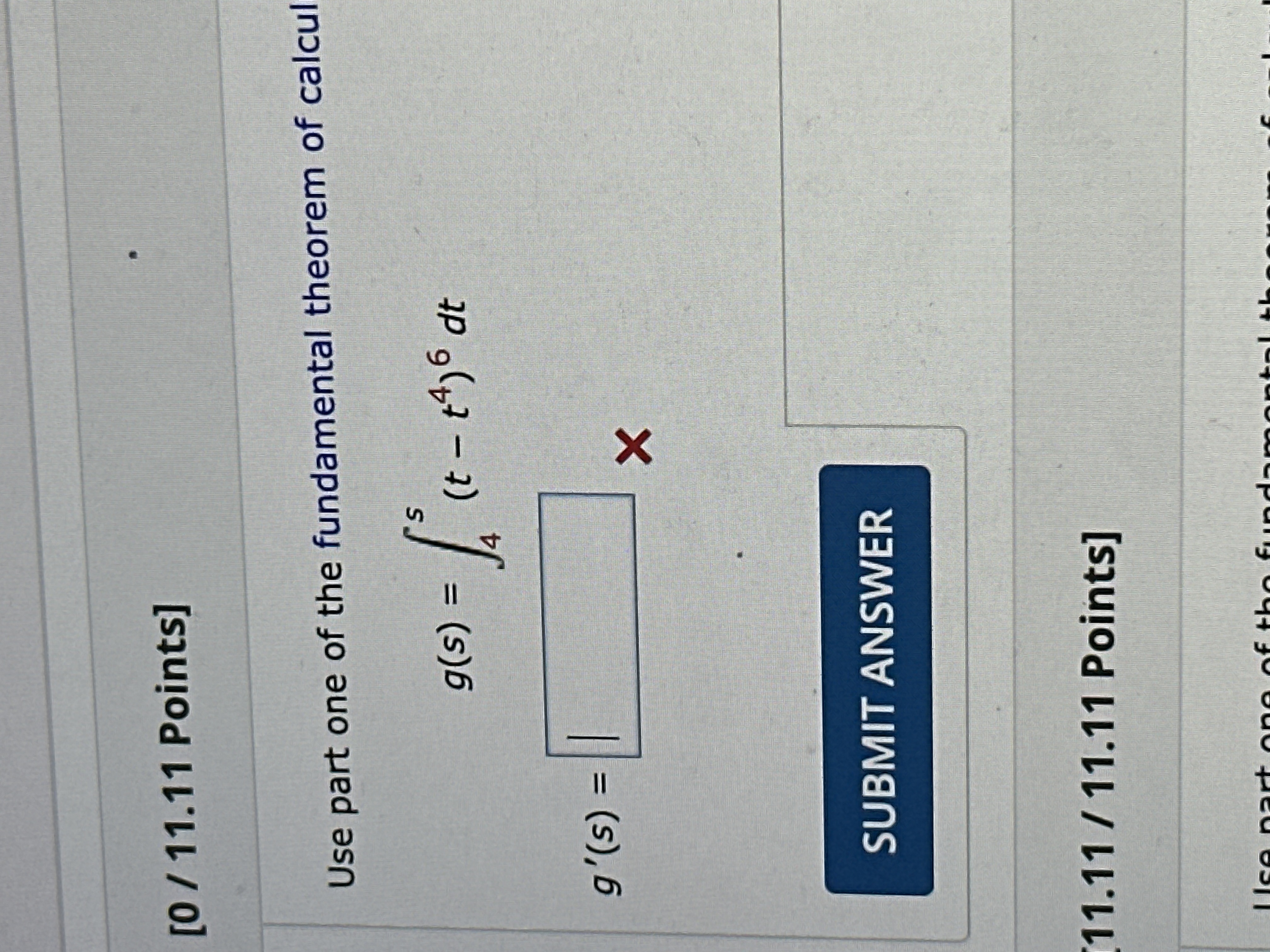 Use part one o f the fundamental theorem o f