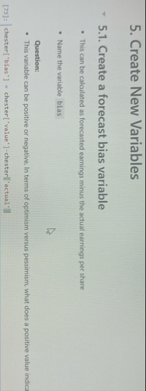 Create New Variables 5 . 1 . Create a forecast