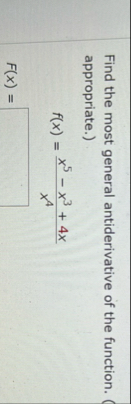 Find the most general antiderivative of the